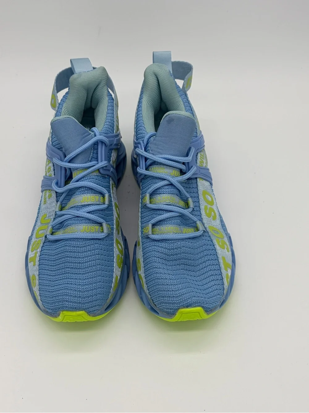 Women's Light Blue Sandals with Lime Accents - JUST SO